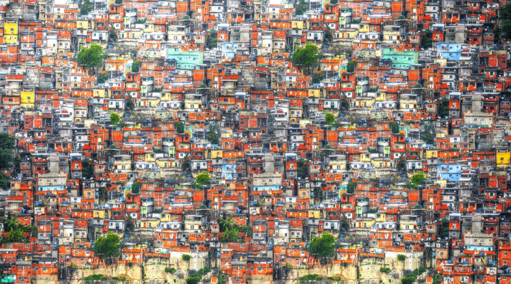 Colorful painted buildings of Favela  in Rio de Janeiro Brazil