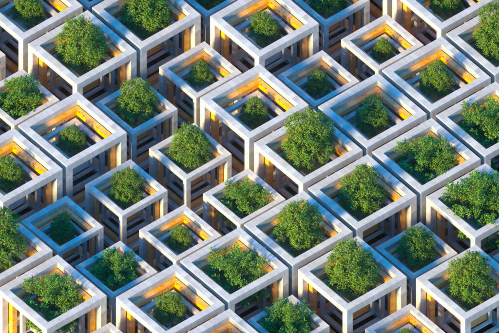 Sustainable green cubic farm.