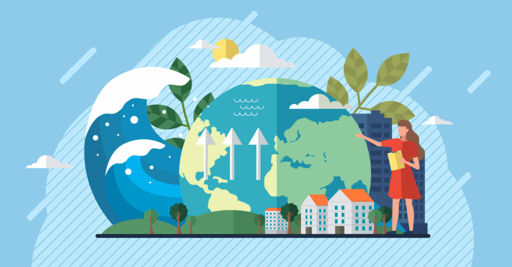 Change,Climate,Concept.,Vector,Of,Climate,Change,And,Saving,The