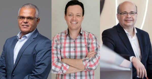Da esquerda para a direita: Márco Aguiar, diretor da divisão Enterprise da Nvidia; Higor Turcheto, gerente de Mitigação da WayCarbon; e Paulo Cunha, diretor de Políticas Públicas da AWS Brasil. Imagens: divulgação