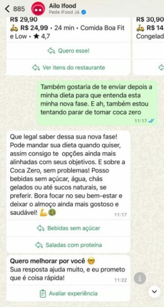 Teste do Ailo, novo agente de IA do iFood Foto: Kênia