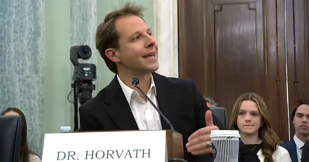 Jared Horvath no Senado americano: “nossos filhos são cognitivamente menos capazes do que nós éramos na idade deles” – Foto: reprodução