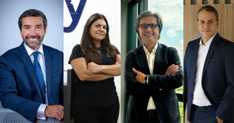 Jose Fernandes, Amcham; Rosely Hanoch, ESY; Piero Formica, TIM; Bruno Salles, Accesstage (Imagem: divulgação) (executivos)