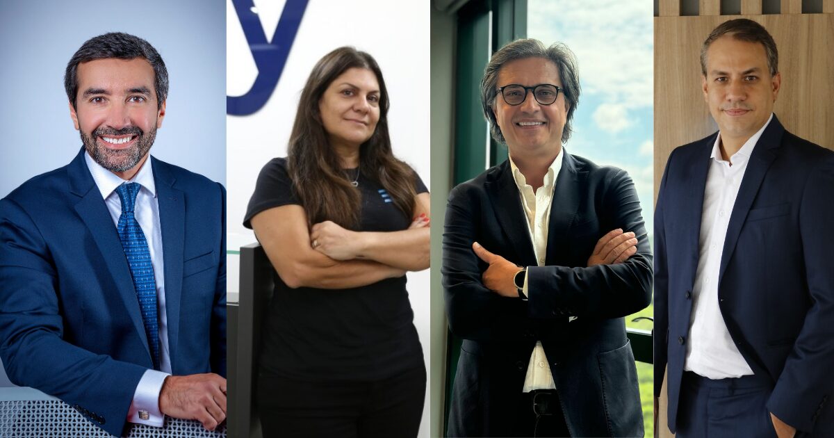 Jose Fernandes, Amcham; Rosely Hanoch, ESY; Piero Formica, TIM; Bruno Salles, Accesstage (Imagem: divulgação) (executivos)