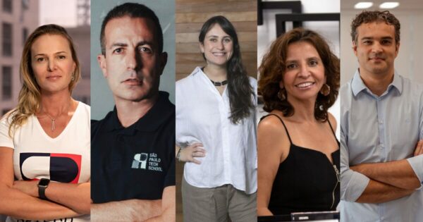 Da esquerda para direita: Vera Goulart e Alessandro Goulart, da SPTech; Gabriela Vicari, Instituo Itaqui; Graci de Melo e Rodrigo Xavier, V8 (Imagem: divulgação) (IT Forum Trancoso)