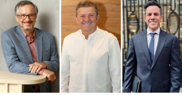 Da esquerda para direita: Nelson Campelo, Atos; Adelson de Sousa, Itaqui e Leonardo Poça D’Água, Semantix (Imagem: divulgação) IT Forum Trancoso 2026
