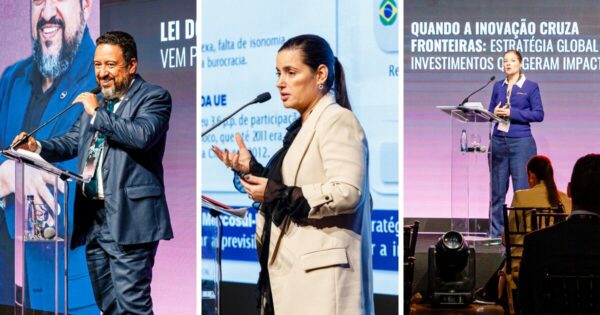 Hideraldo Luiz, Constanza Biasutti e Lívia Carbonell (Imagem: divulgação) Lei do Bem, FI Group