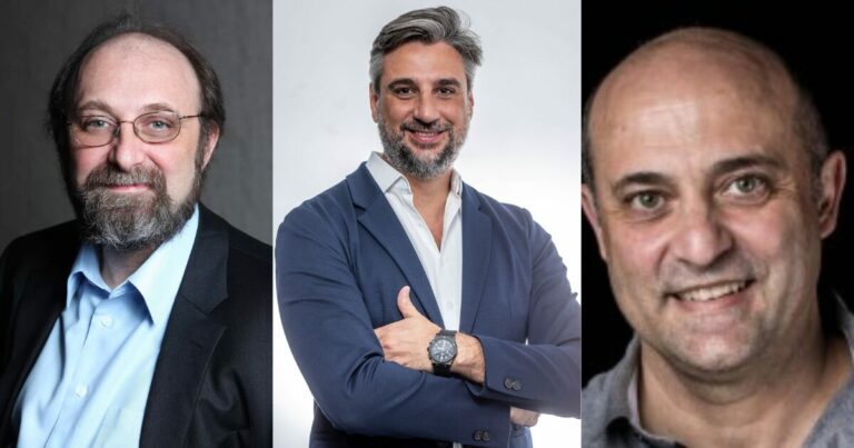 Miguel Nicolelis, ISD (Imagem: Editora Brasil) ; Roberto Rozon, SBA Edge e Antonio Ximenes, V.8 Tech (Imagem: divulgação) executivos
