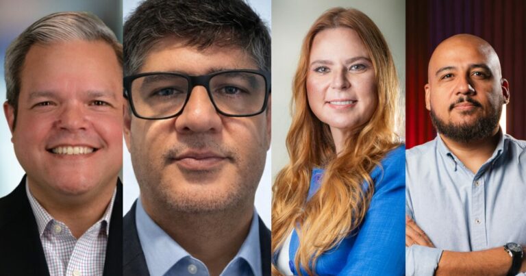 Da esquerda para direta: Rafael Fernández Feo, Motorola; Leandro Santos, Grupo Taking; Thatiana Dantas Emerich, Wicomm e Vitor Teixeira, KaBuM! (imagem: divulgação)