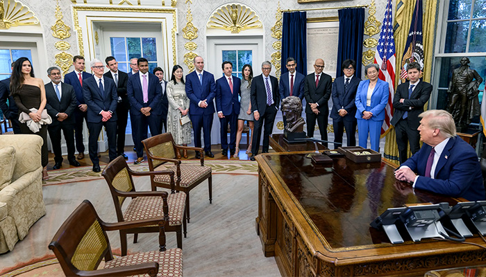 Em setembro de 2025, Donald Trump recebeu líderes de big techs dos EUA, sem a presença de Dario Amodei (Anthropic) – Foto: Casa Branca