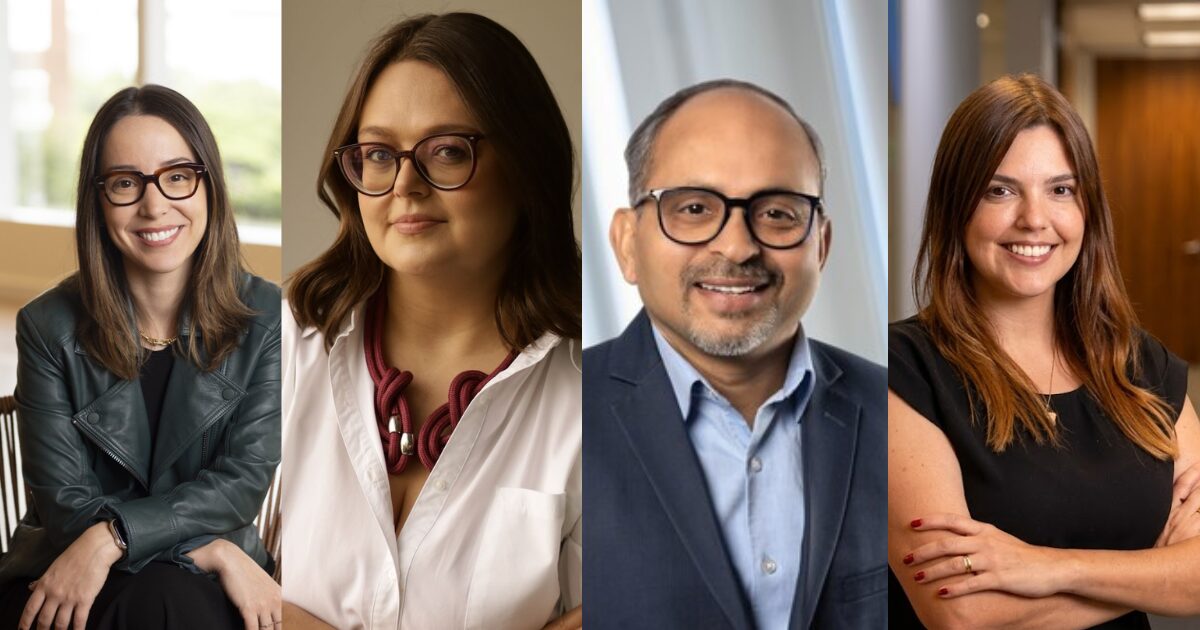 Priscila Biancardi, Uncover; Suzana Braga Lisboa, Tech for Humans; Raj Singh, Diebold Nixdorf e Fernanda Beato, Único (Imagem: divulgação) novos executivos